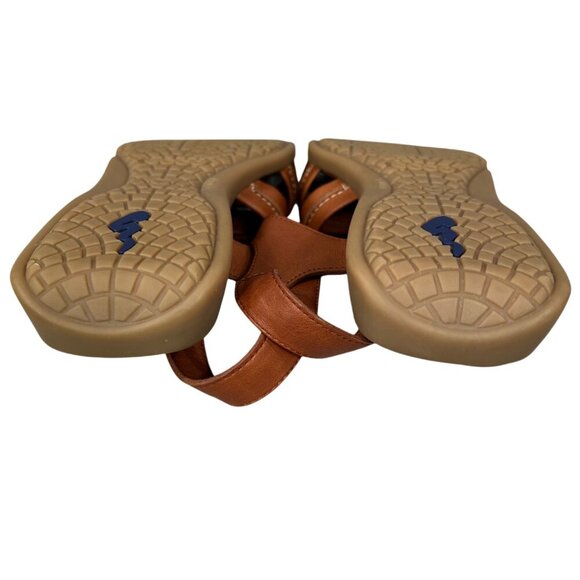 Ecco Brown Leather Wedge Buckle Walking Sandals Size 7 - Picture 5 of 11